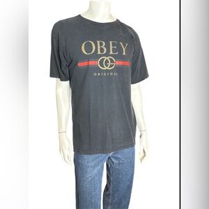 Obey Black Graphic T-Shirt for Men Large